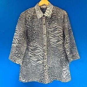 Vintage Cali & York sheer blouse animal print mob wife